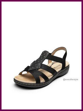 Rhinestone Flat Sandals with Arch Support and Dual-Density Footbed